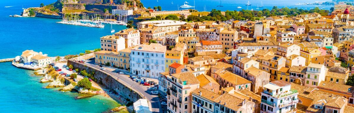 Panoramic view of Kerkyra, capital of Corfu island, Greece.