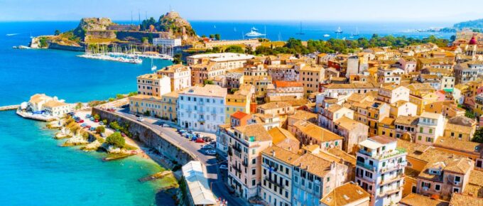 Panoramic view of Kerkyra, capital of Corfu island, Greece.