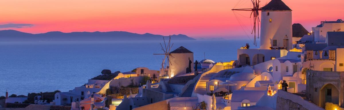 Beautiful sunset in Santorini, Greece.