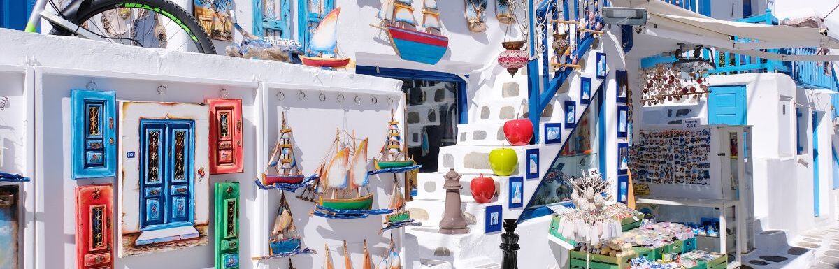 Souvenir shop at Mykonos Island landmarks of Greece