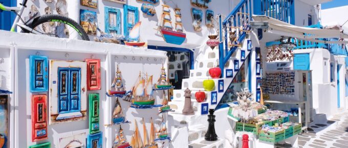 Souvenir shop at Mykonos Island landmarks of Greece