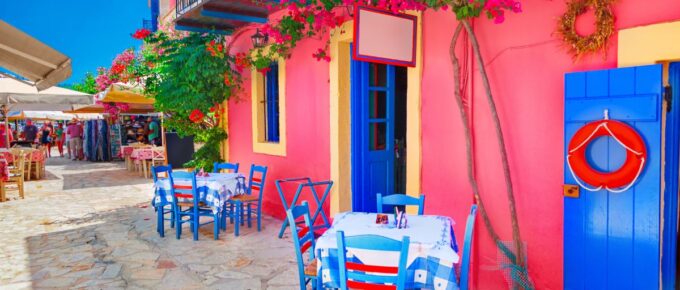 Street in Kefalonia island, Greece.