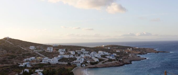 Sunrise at Stavros village in the Aegean sea, Dodecanese Islands, Greece.