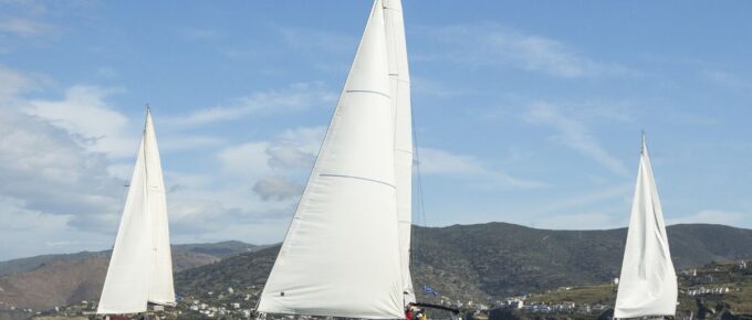 Sailboats in the Aegean Sea, in the Cyclades, and Argo-Saronic Gulf.