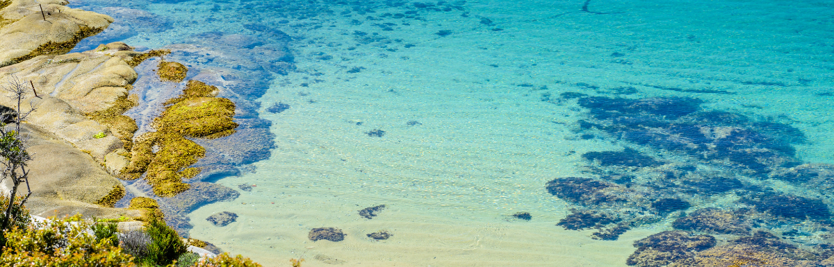 Clear turquoise water at Aegean seaside in Northern Greece.