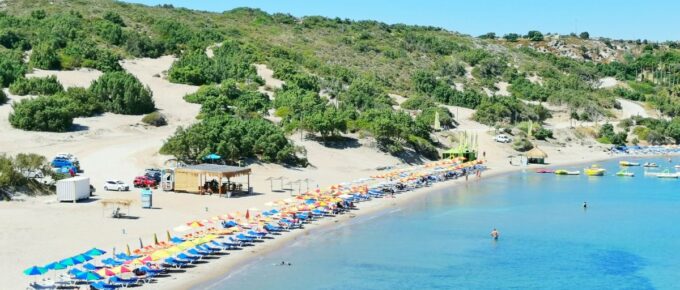 Island Paradise beach Kos, Greece, on a sunny day.