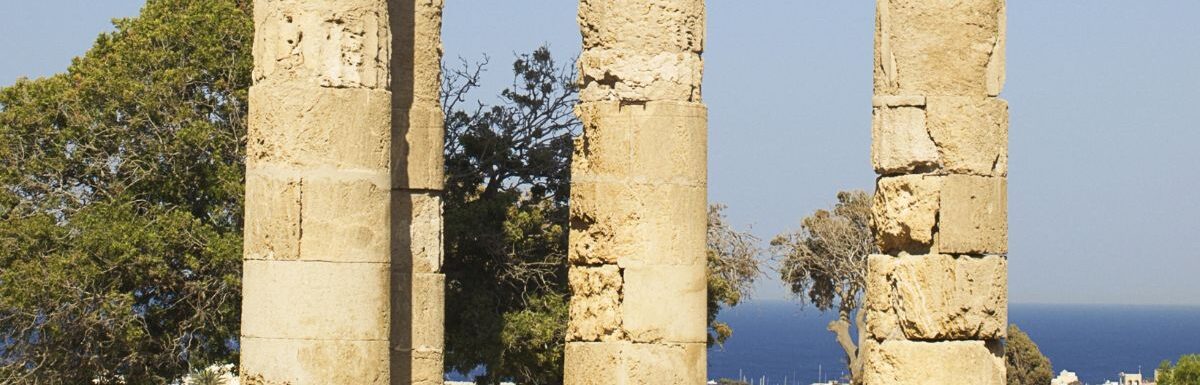 Remains of ancient temple of Apollonas at Rhodes, Greece.