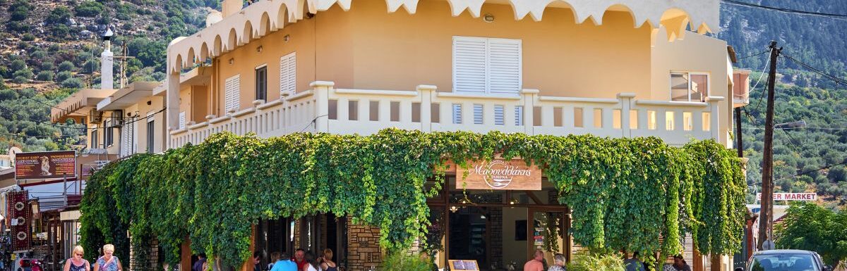 Beautiful traditional greek tavern in Embonas village, Rhodes.