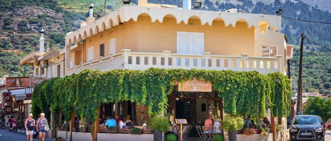 Beautiful traditional greek tavern in Embonas village, Rhodes.