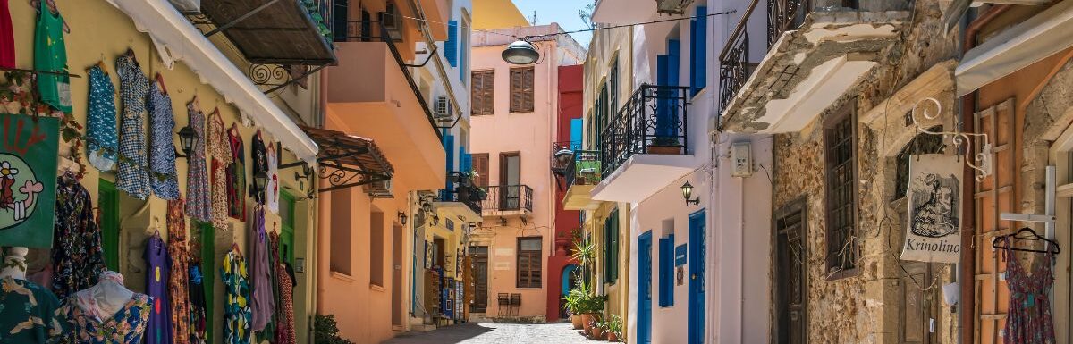 Street in the old town of Chania, Crete, Greece.