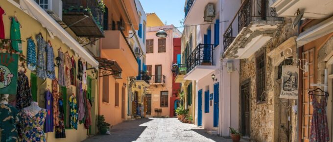 Street in the old town of Chania, Crete, Greece.