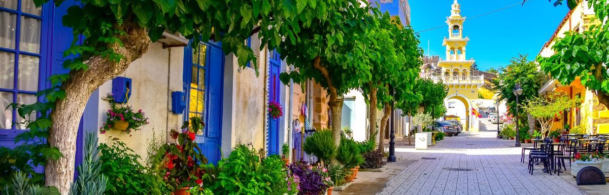 Streets of traditional village of Paleochora, Crete, Greece on June 2019.