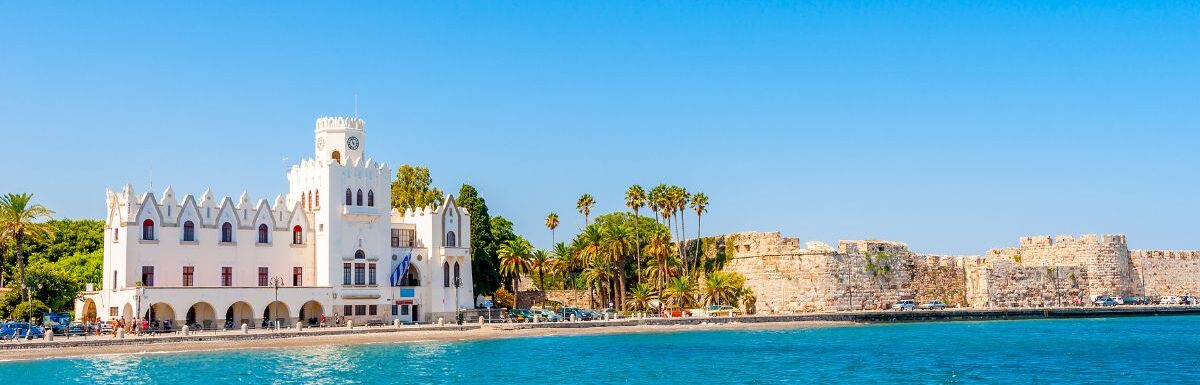 View from the old port of Kos town in Kos island in Greece.